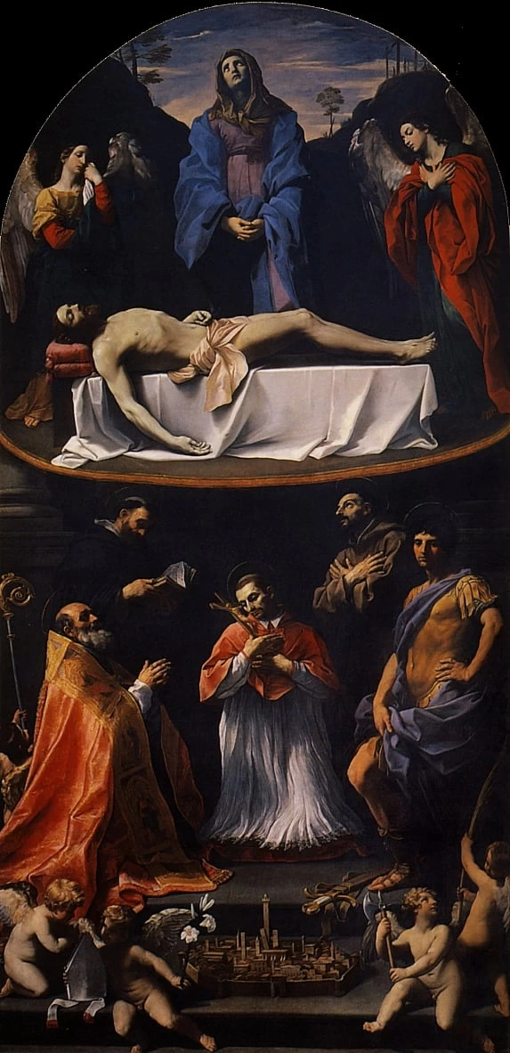  203-pietà adorata da cinque santi, 1616, da s. maria della pietà o dei mendicanti--Pinacoteca Nazionale, Bologna